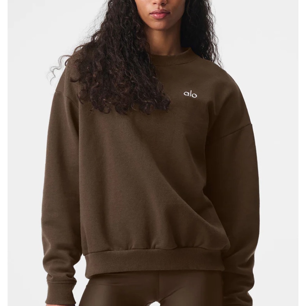 ALO Yoga Brown Crewneck Sweater Relaxed Fit
